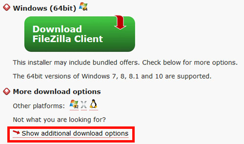 show additional download options